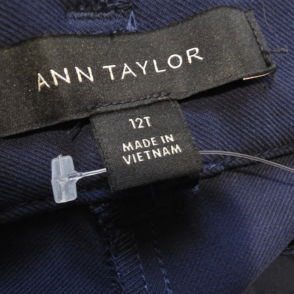 Ann Taylor Womens 12T Navy The Wide Leg Pant in Doubleweave
